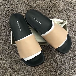 Marc Fisher, Slide on Sandals, Women’s Size 8, Color: Light Natural/Taupe
